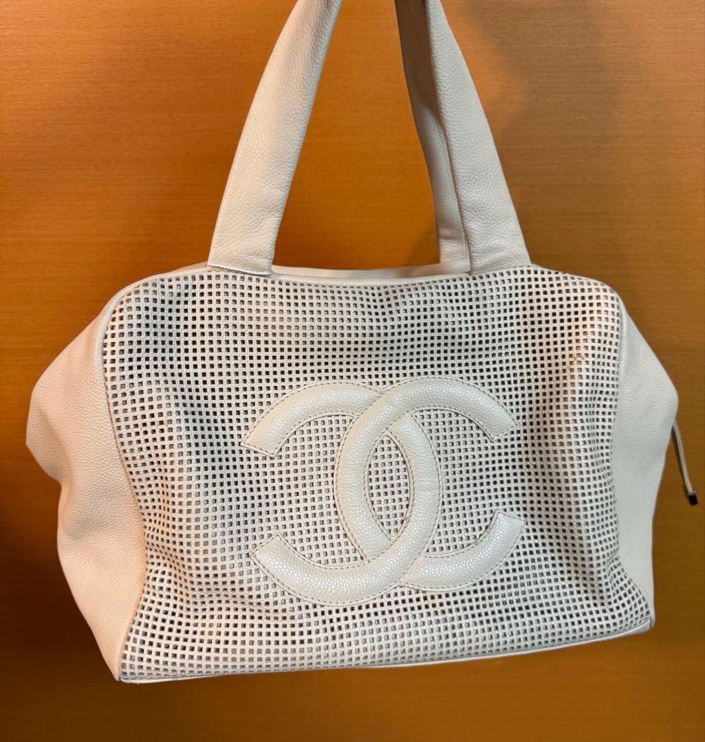 美品♡ シャネル パンチング デカココ ハンドバッグ キャビアスキン マトラッセ