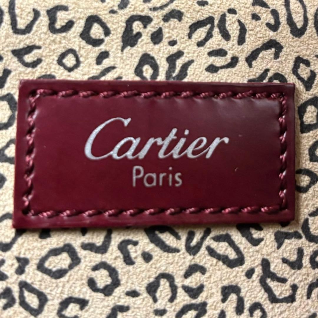 極美品 カルティエ レザー ハンドバッグ パンテール ボルド マストライン 赤茶