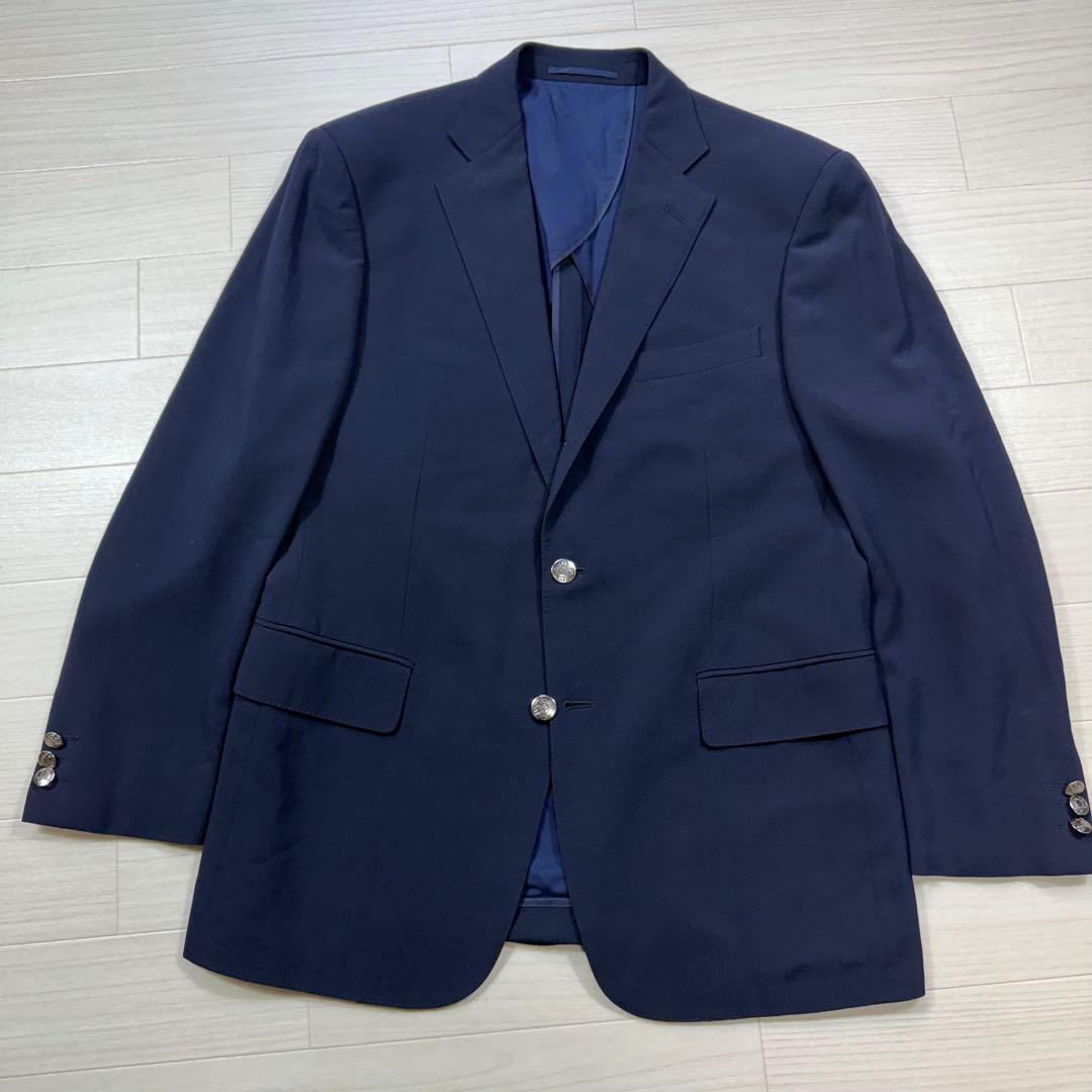 極美品 J.PRESS 紺ブレ 刻印銀ボタン 段返り ウール キュプラ M