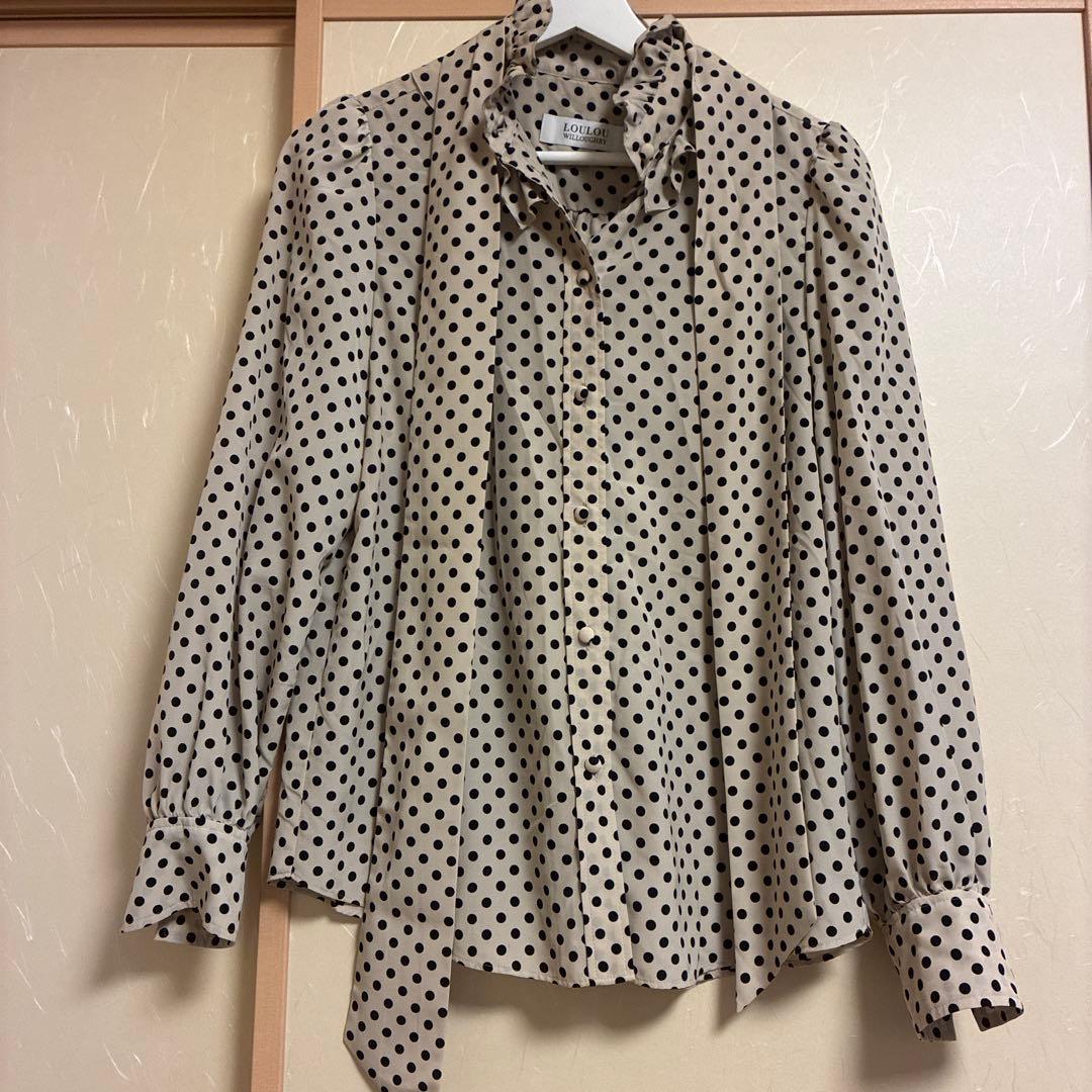 LOULOU WILLOUGHBY ドット柄長袖シャツ