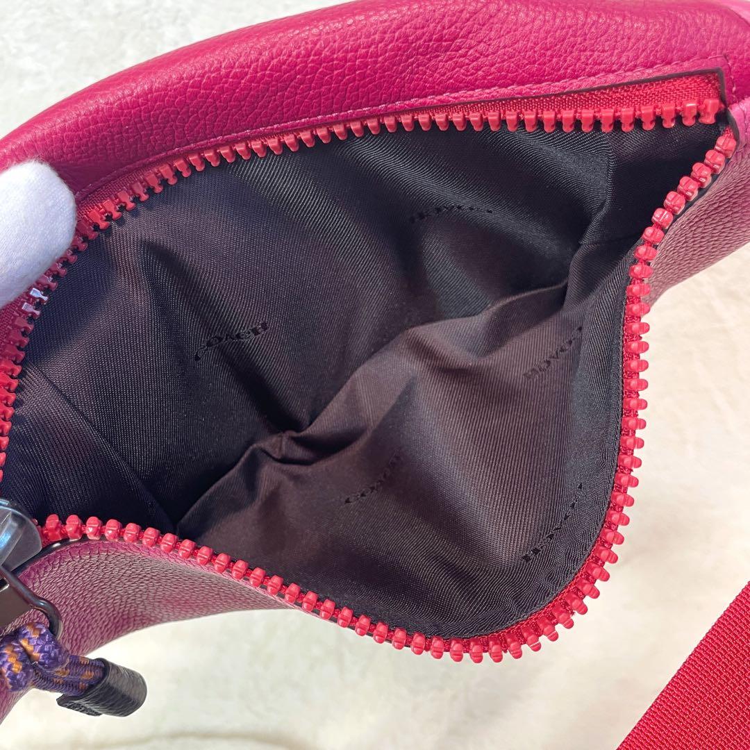 【激カワ】COACH ボディバッグ ウエストポーチ ピンク オールレザー