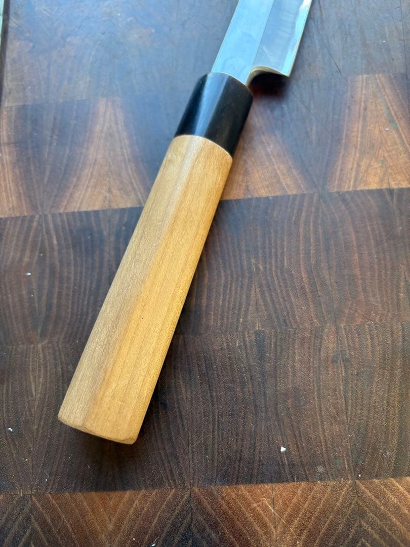 堺打刃物　紋鍛錬　青鋼　柳刃　9寸　270mm 包丁　和包丁　研ぎ済　水牛朴柄