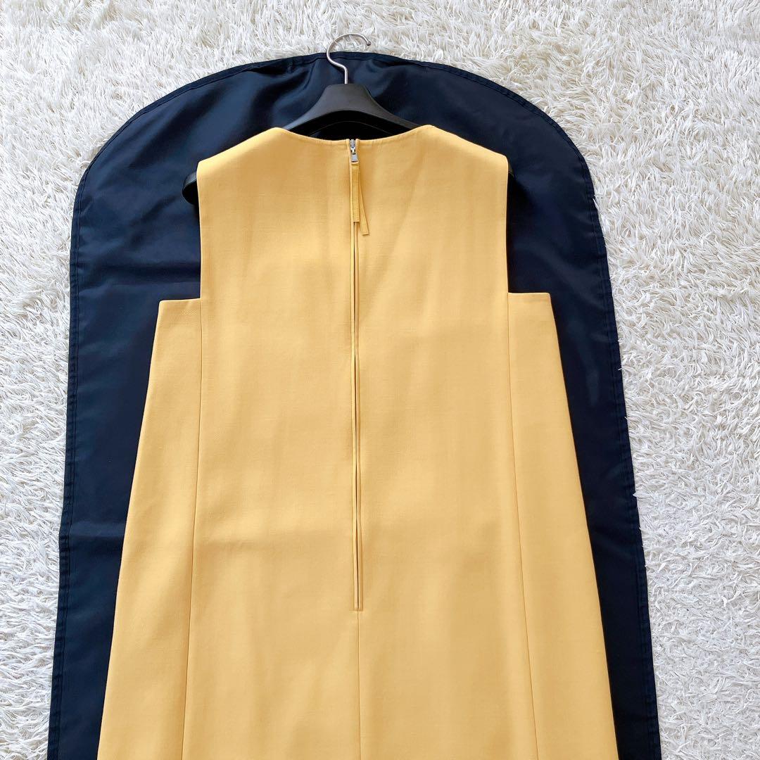 良品✨FOXEY　ノースリーブワンピース　ウール シルク 40 イエロー系