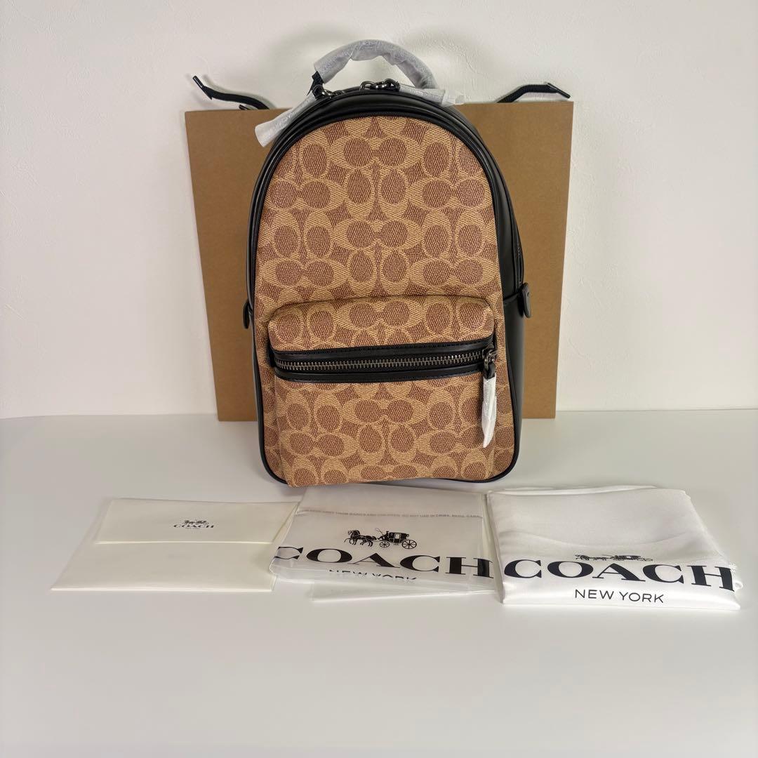 【COACH】 タグ有り チャーター ボディバッグ シグネチャー ベージュ