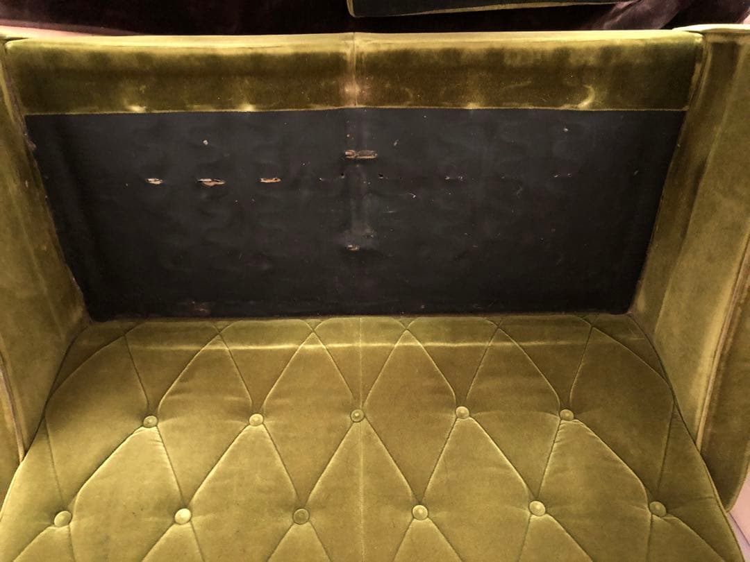 【ジャンク品】カリモク60 ロビーチェア 2シーター モケットグリーン