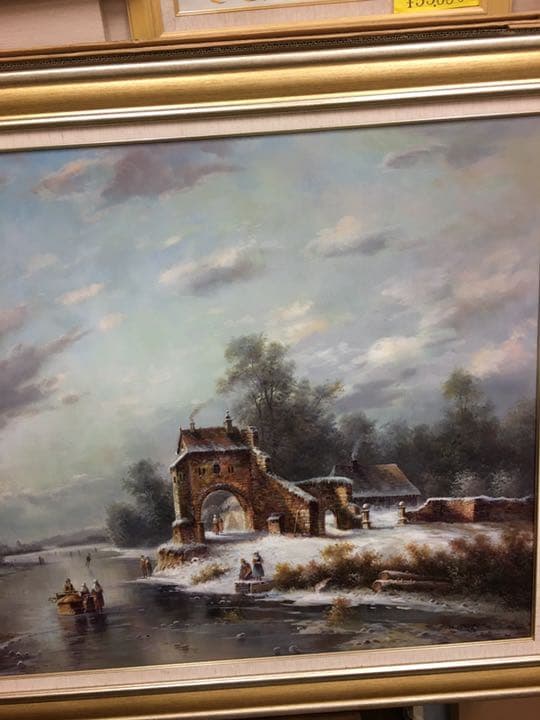 油絵  手描き 作品肉筆画 スーパーロング超大型サイズ油絵手がき