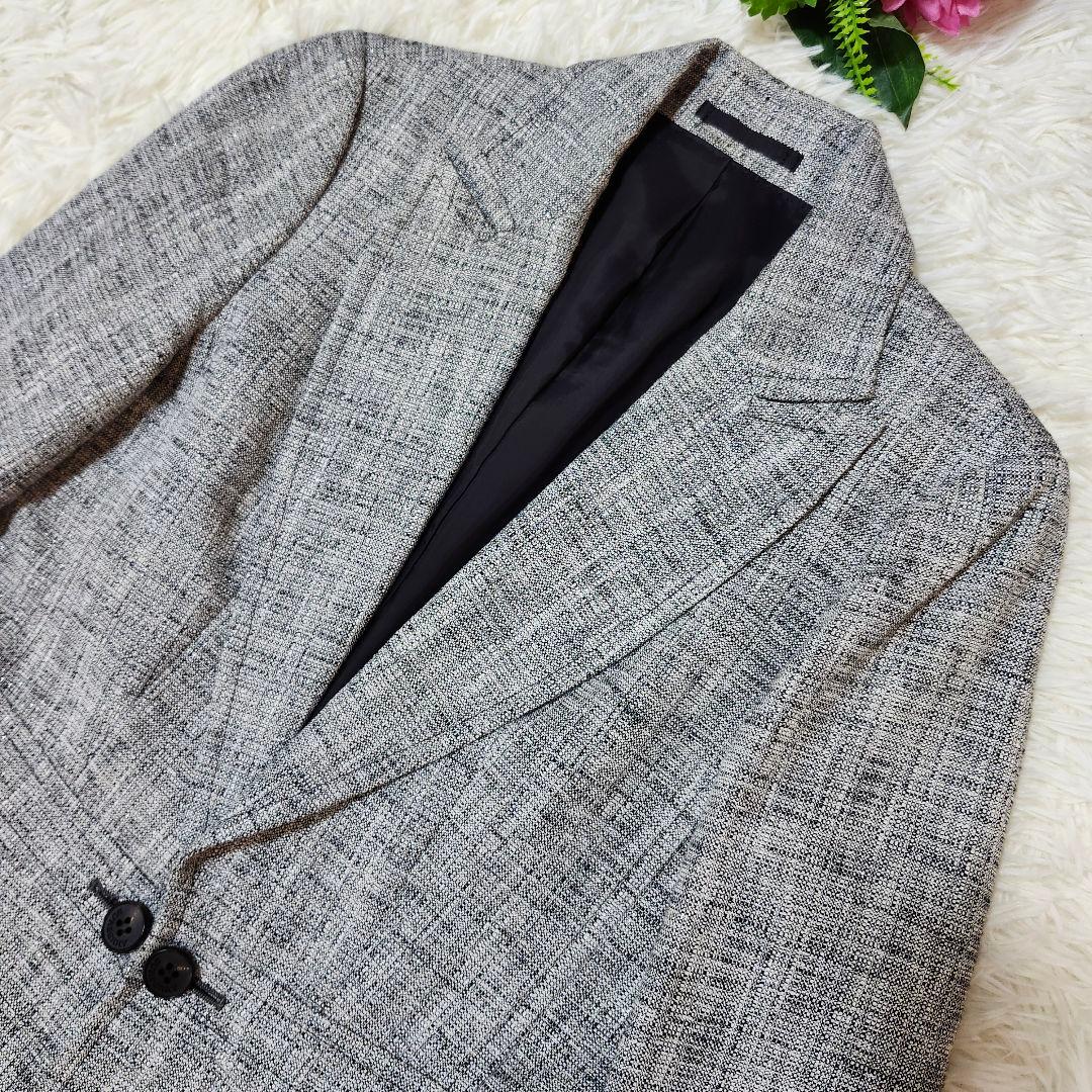 美品☆バーバリーロンドン　スカートスーツ　シルク/リネン混　ラメ　ロゴボタン