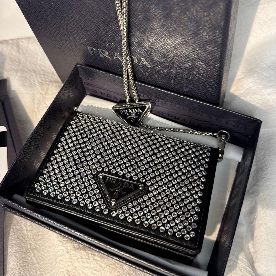 prada ミニバッグ ショルダー カードケース スワロフスキー
