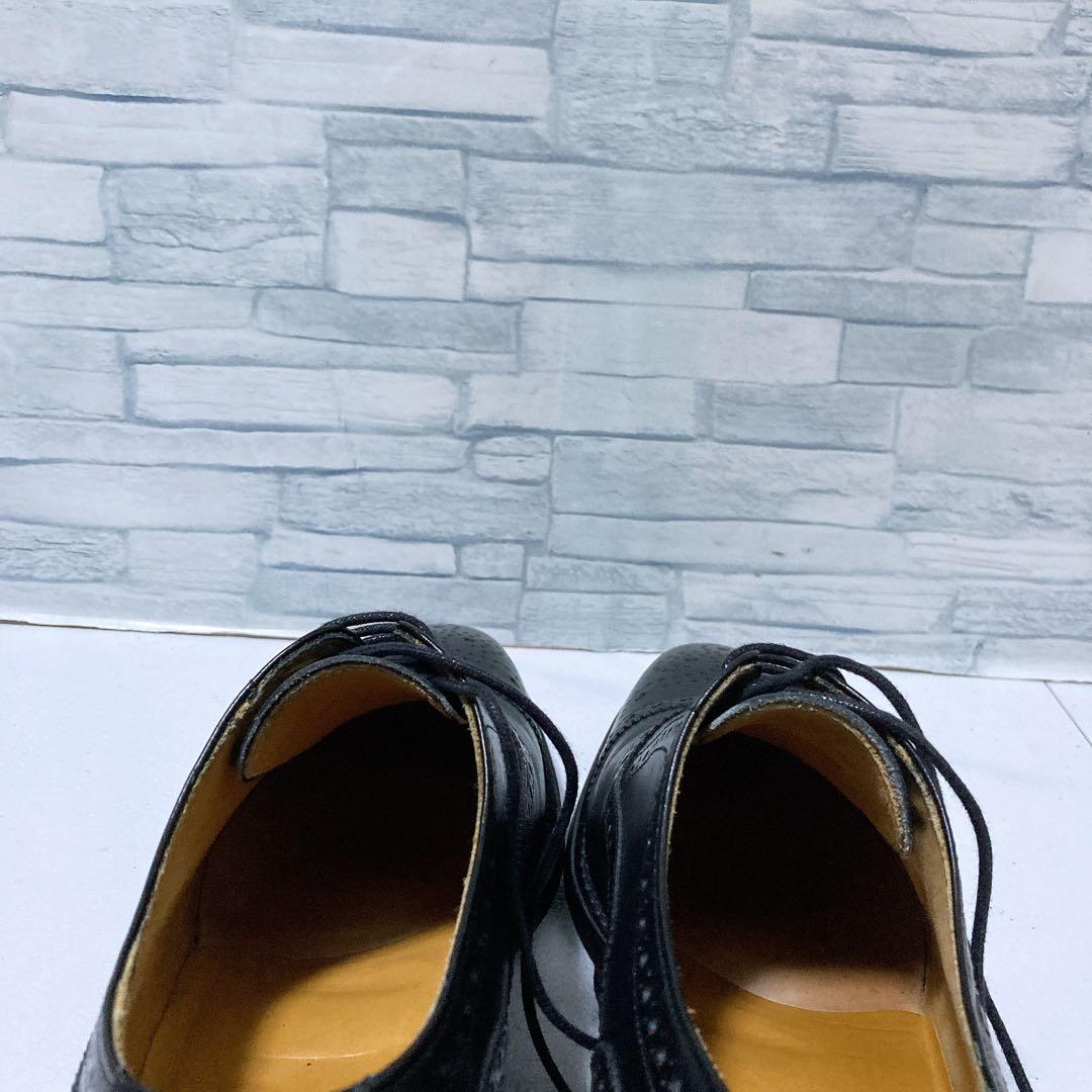 美品 バーウィック ビジネスシューズ メダリオン 黒 ダイナイト 本革 26