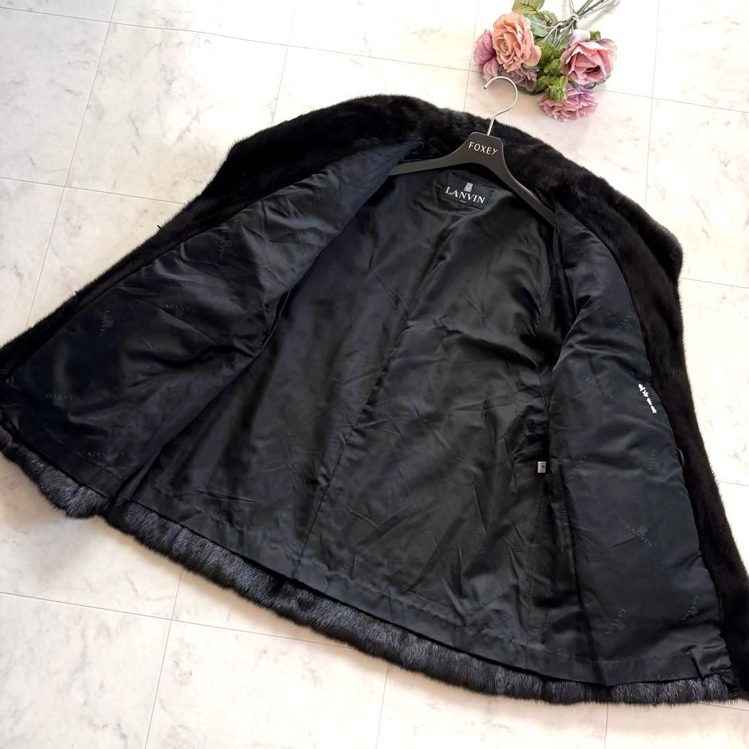 ランバン ブラックミンク ファーコート リアルファー 袖太 ボリューム 艶◎