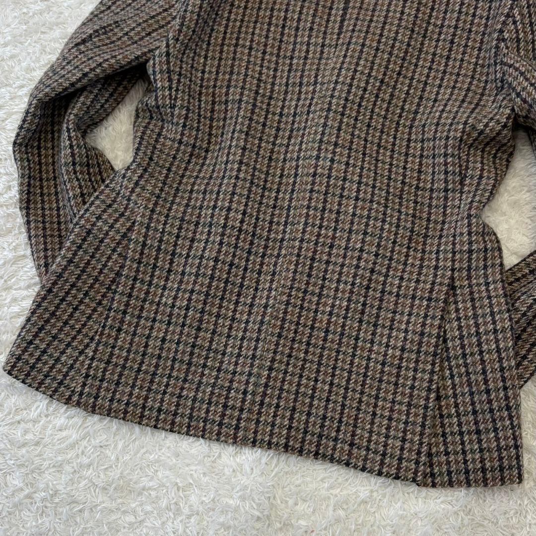 ハリスツイード テーラードジャケット くるみボタン 総柄 チェック 総裏地 XL