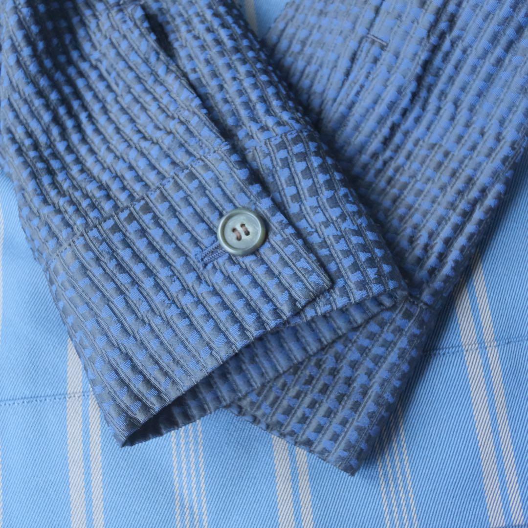 AKI NAGAI ノーカラー ストライプ 切替 ジャケット 日本製