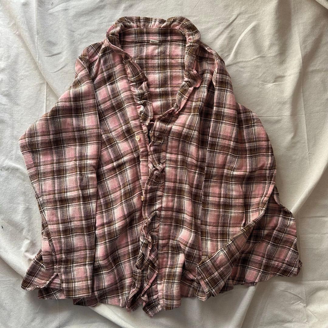 45R フリルカシュクール　秋冬チェックシャツ