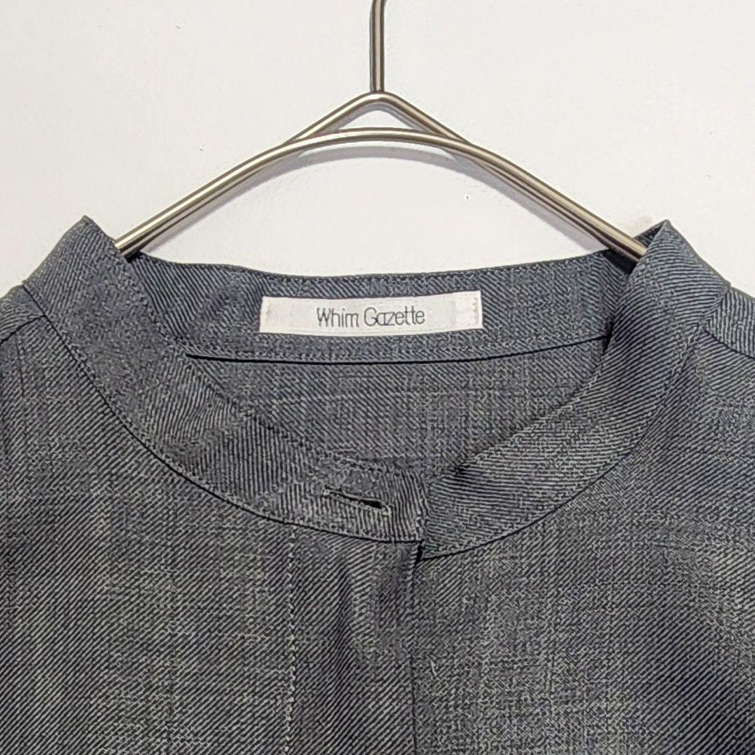 美品【定3.5万】ウィムガゼット ウール バンドカラー シャツワンピース リボン