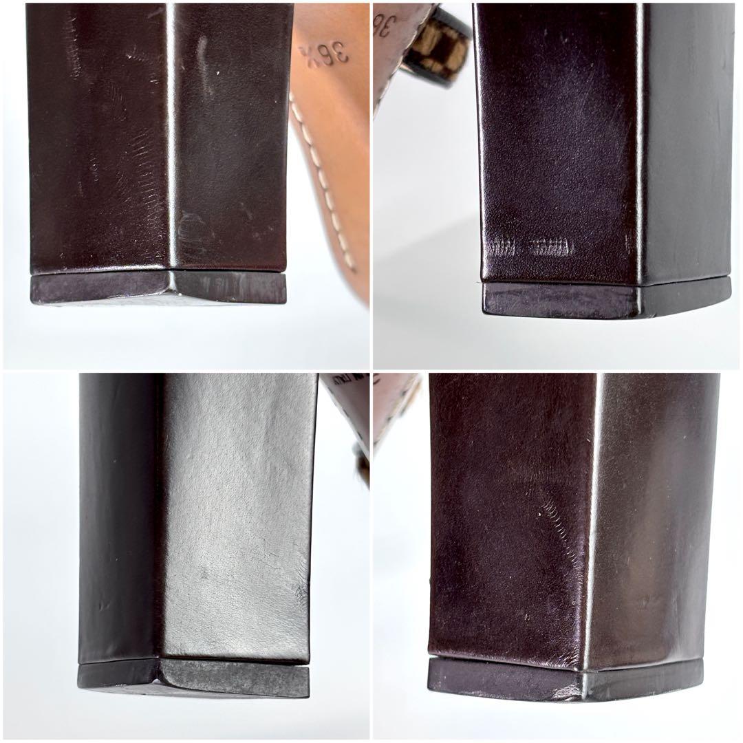 ルイヴィトン ダミエ ソバージュ ミュール ハラコ フラワー チャンキーヒール