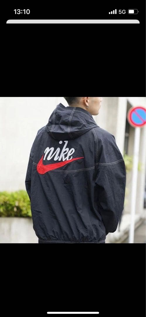 希少】NIKE ナイロンアノラック M Old style 刺繍ロゴ XXL 黒