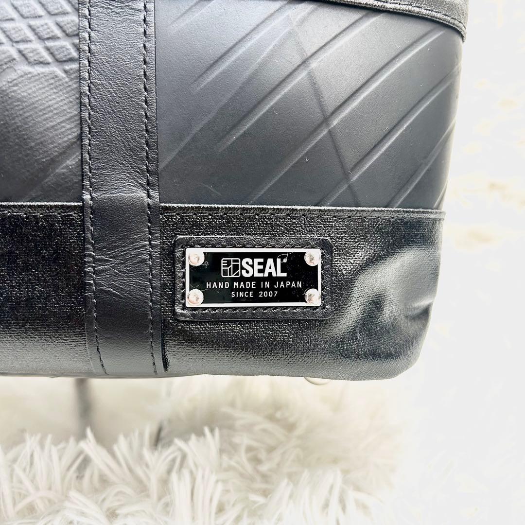 SEAL シール 森野帆布コラボ レザートートボストンバッグ ボーダー 黒