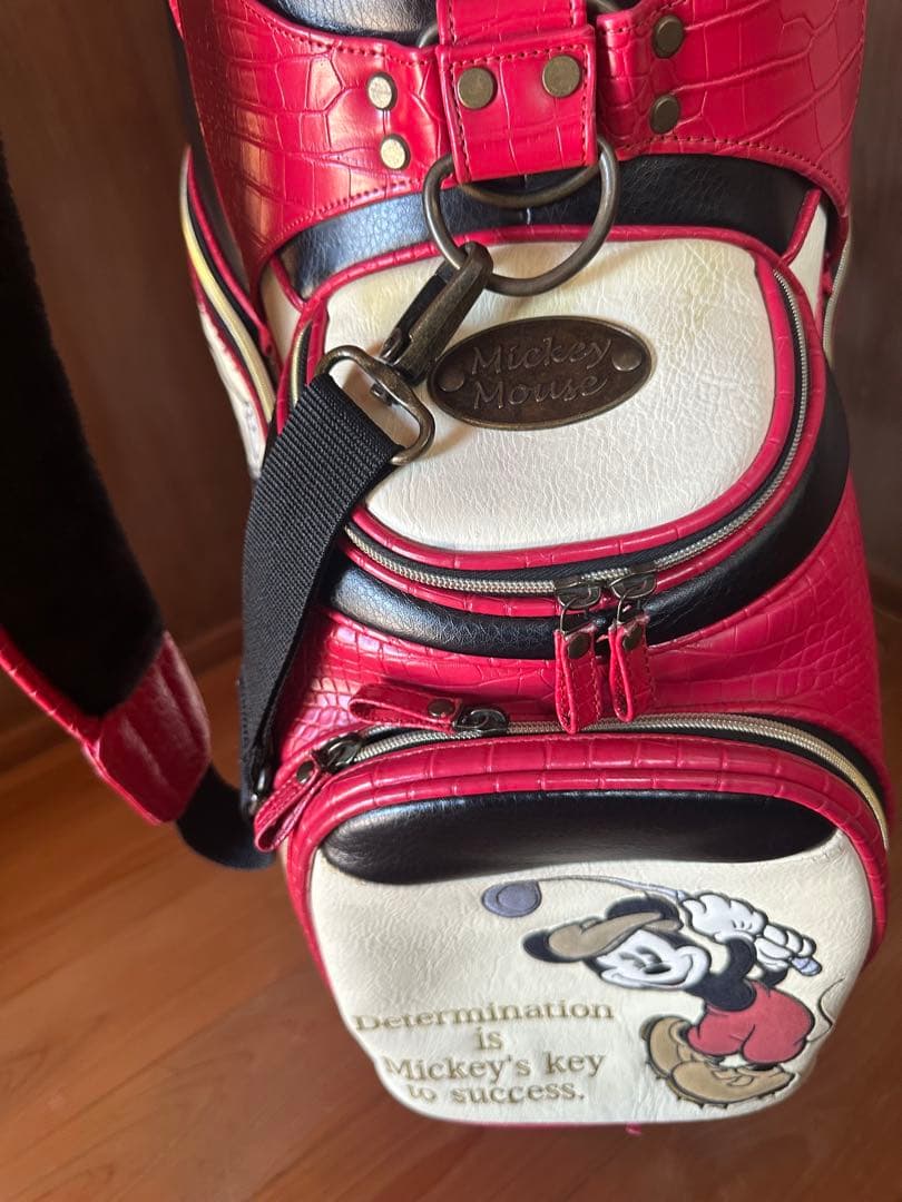 【美品】ディズニー　ミッキー　キャディバッグ　赤