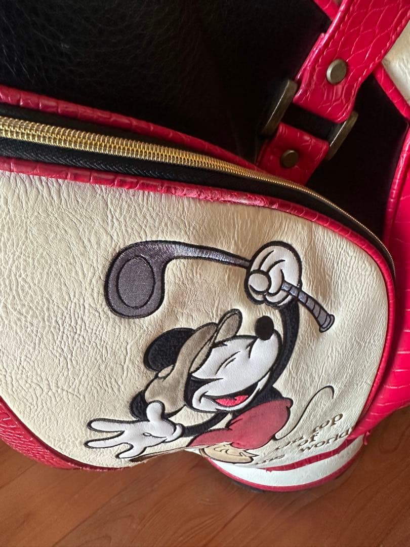 【美品】ディズニー　ミッキー　キャディバッグ　赤