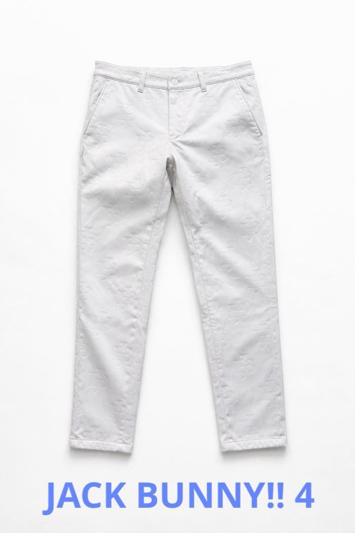 Jack Bunny!! 裏起毛 厚手 ストレッチ パンツ ホワイト JB柄入