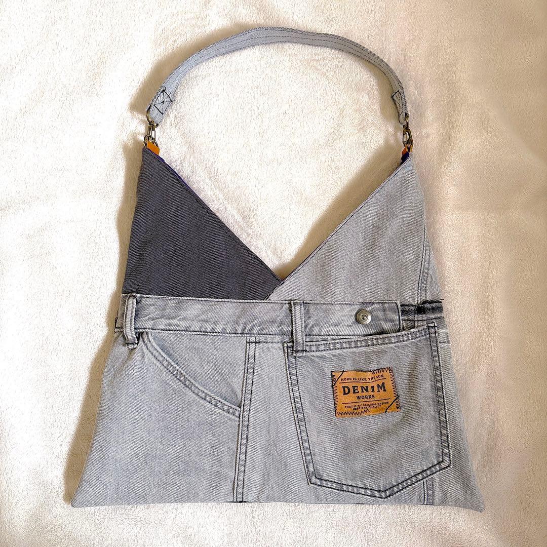 ラムちゃんさまオーダー。あずま袋風デニムリメイクバッグ2点【ハンドメイド】