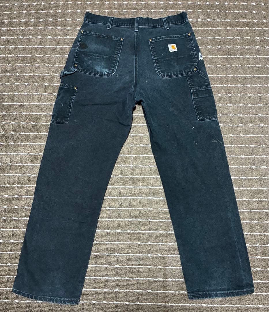 雰囲気抜群 carhartt ダブルニーペインターパンツ ペンキ飛び BLACK