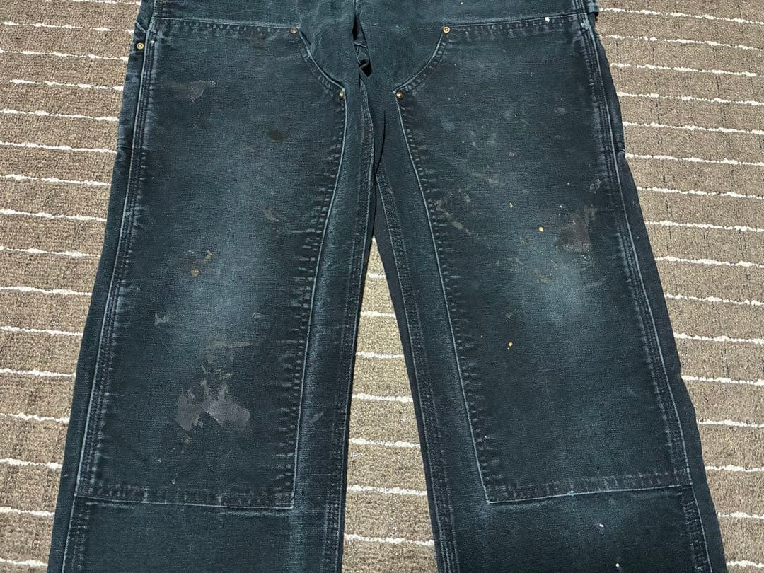 雰囲気抜群 carhartt ダブルニーペインターパンツ ペンキ飛び BLACK