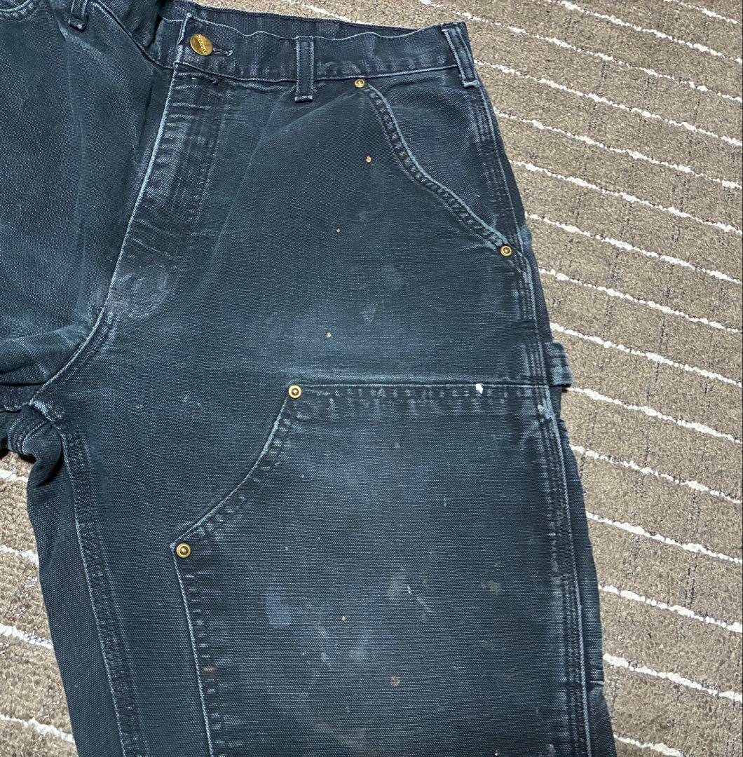 雰囲気抜群 carhartt ダブルニーペインターパンツ ペンキ飛び BLACK