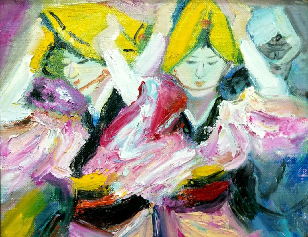 露口暁星 油彩 阿波おどり～歓踊 二科展入選 徳島県知事賞 全日本美術家名鑑掲載