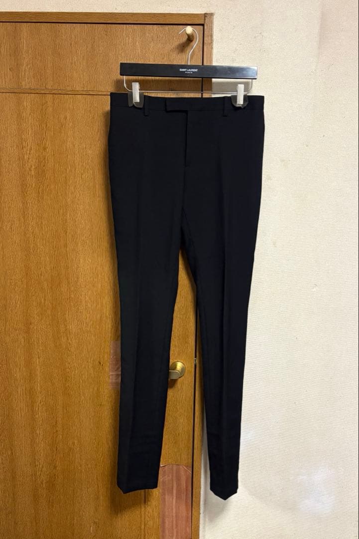 【美品】SAINT LAURENT PARIS \"ウールロングスリムスラックス\"