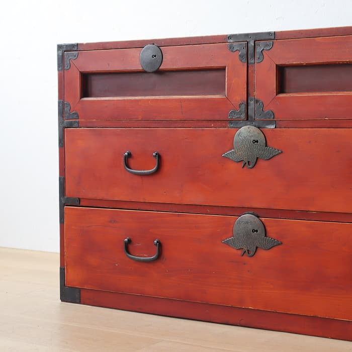 アンティーク 引出し4杯 3段 和箪笥 ローチェスト 古家具 テレビ台