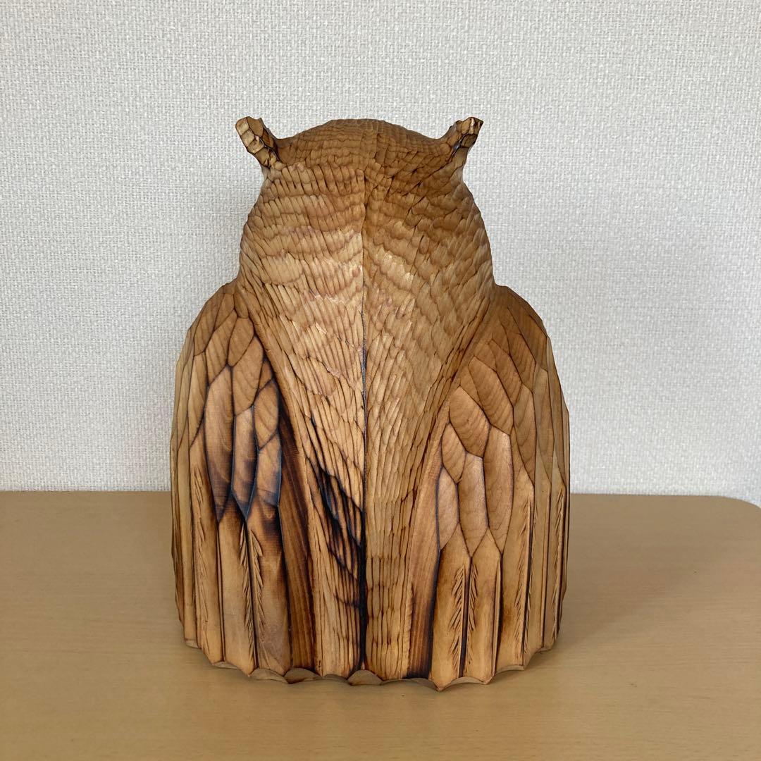 阿寒湖　コタン村　フクロウ木彫り　置物　オブジェ　ビンテージ
