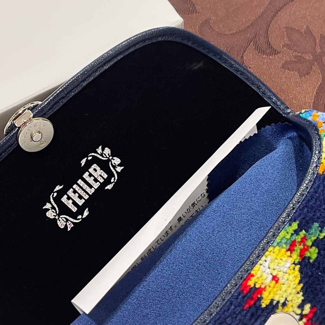 新品 フェイラー FEILER ハイジ HEIDI メガネケース 眼鏡ケース 紺