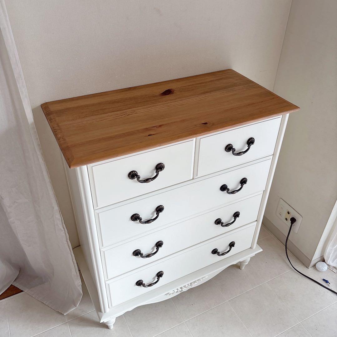 美品　フレンチカントリー　チェスト　シャビーシック　白家具　カントリー　猫脚　棚