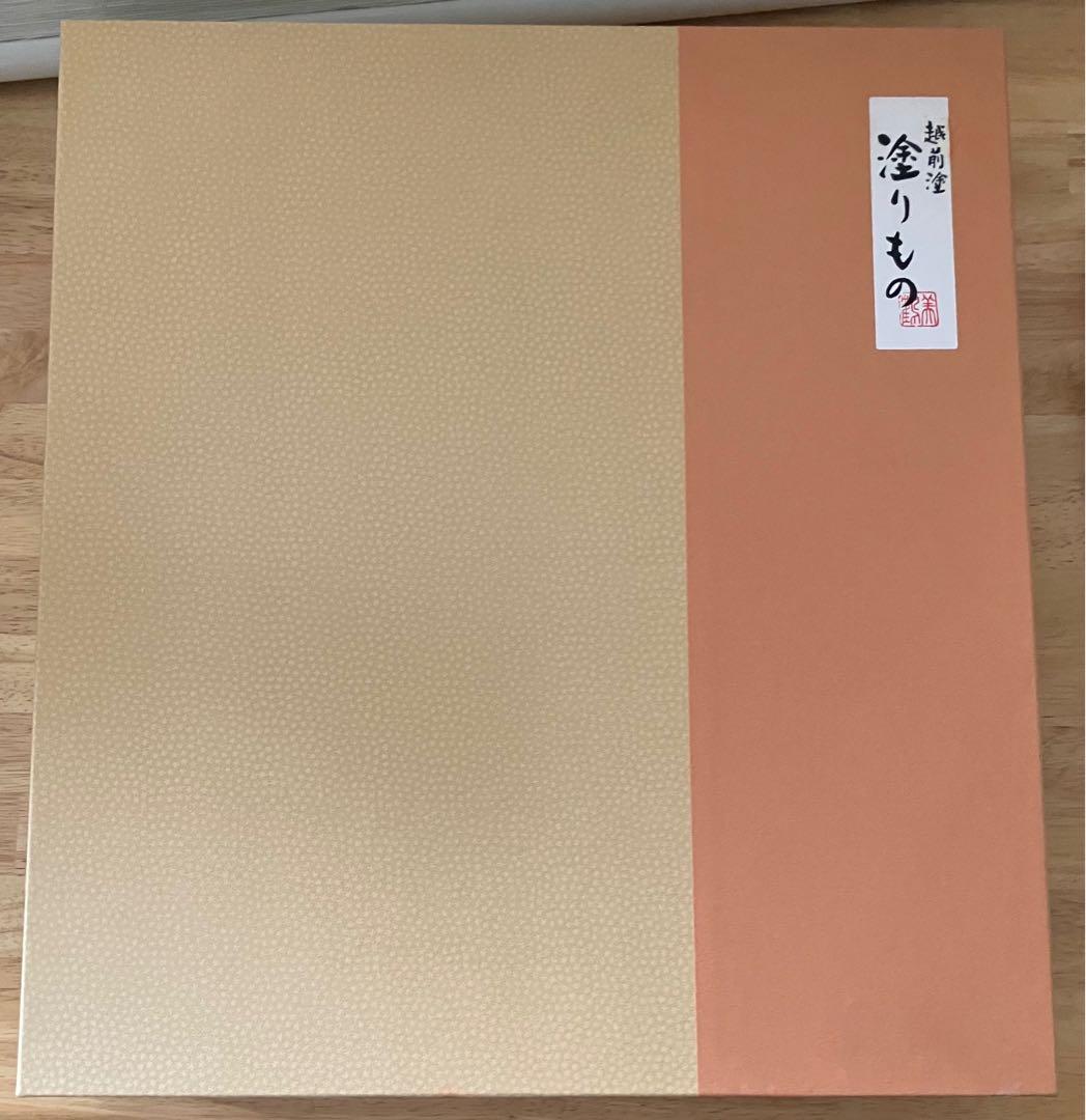 越前塗り　尺3半月両面膳　五枚セット　朱と黒両面 天然木　未使用品　美品