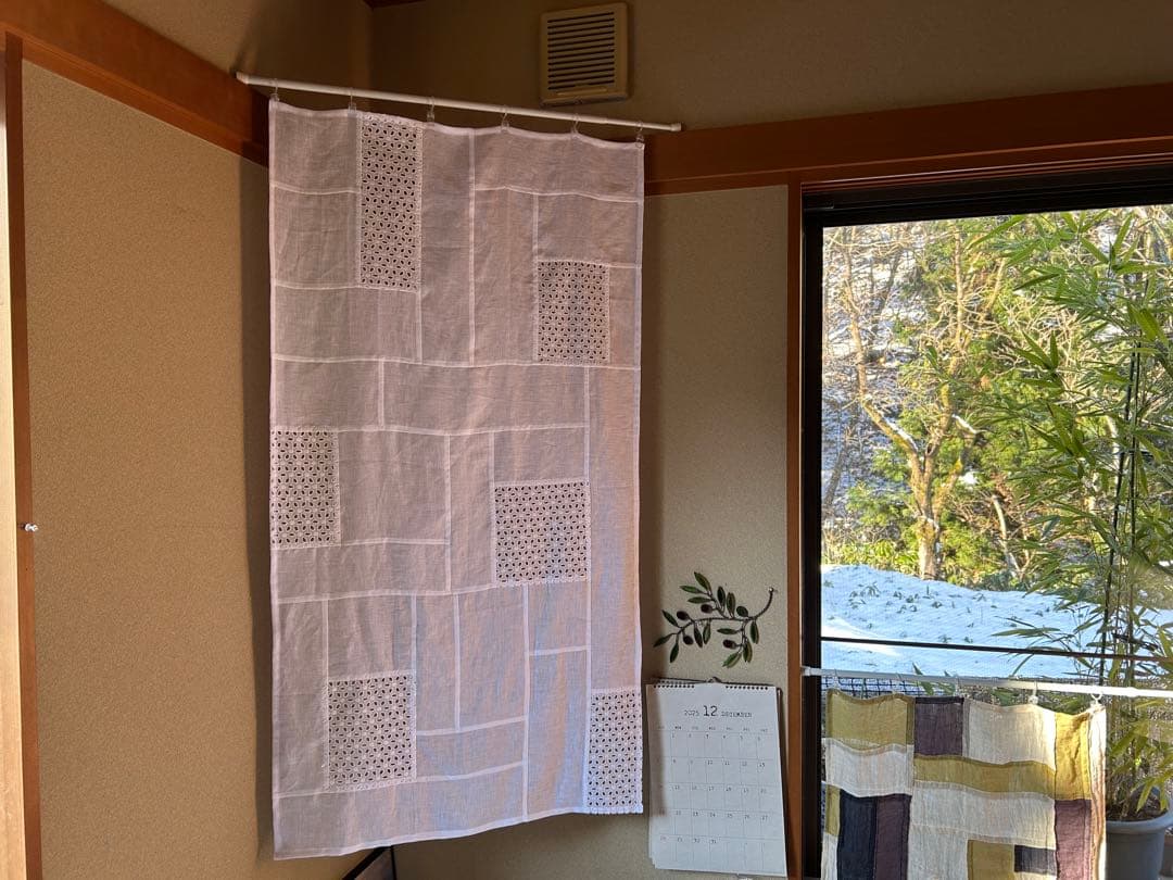 「ベルギーリネンと花刺繍」ポジャギ