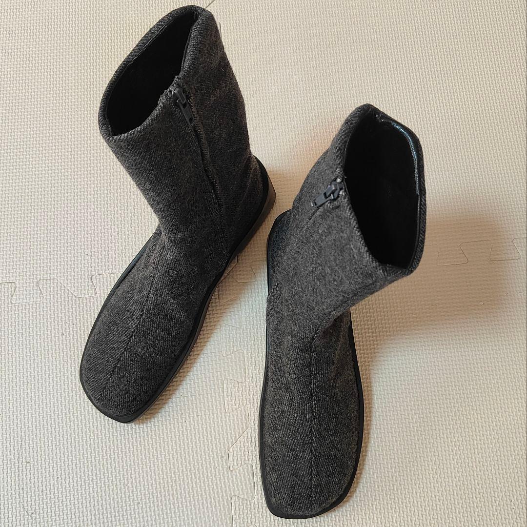 PRADA プラダ　ブーツ　ウール　サイドジップ　グレー　36 23cm