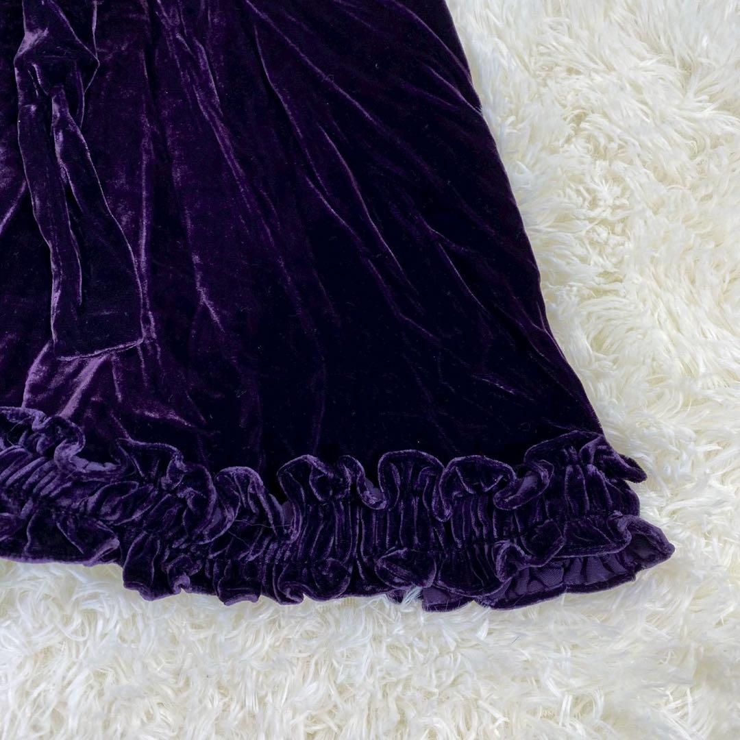美品　ANNA SUI ベロアワンピース 紫 フリル USA4