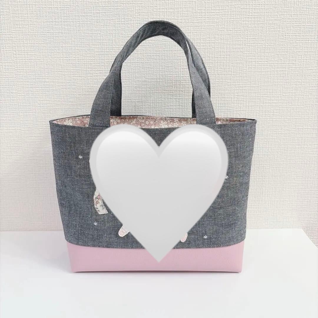 バレエ　くま　ミニトートバッグ　ハンドメイド　アップリケ