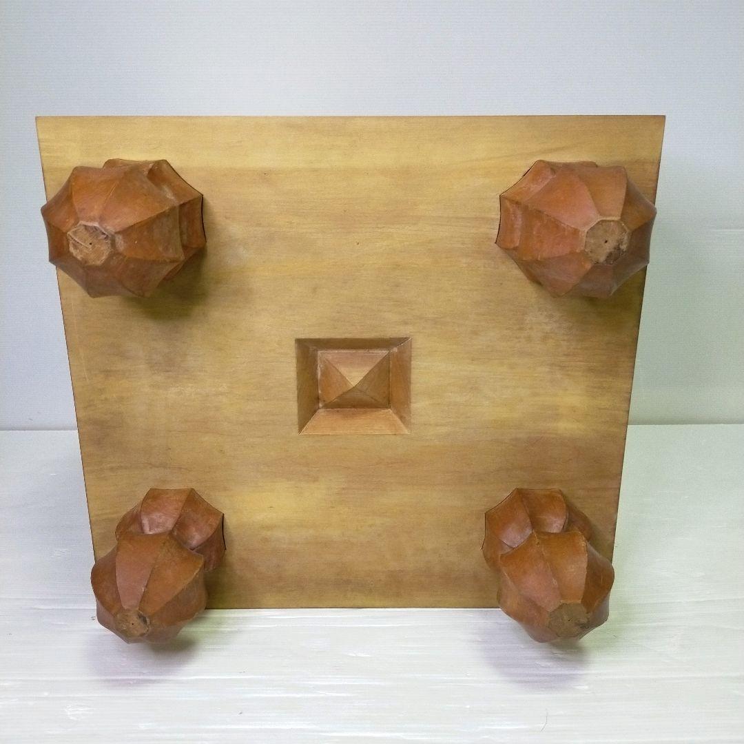 【迫力の6寸】足付き碁盤 新カヤ（推定） 18cm ヘソ付 木製カバー付 囲碁