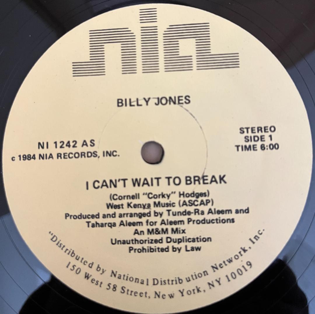 洋楽 BILLY JONES I CAN'T WAIT TO BREAK