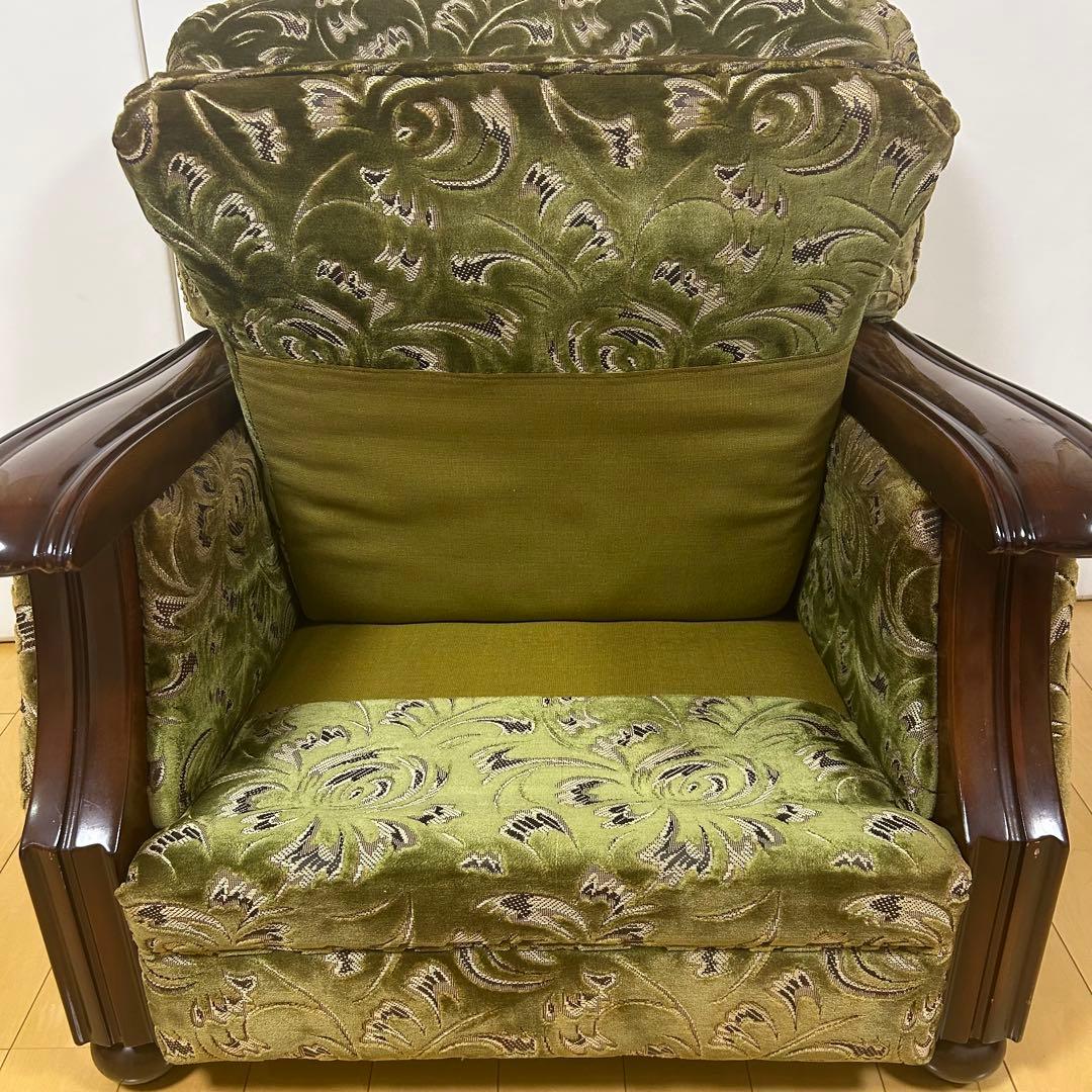 オールドカリモク　金華山　1人ソファ　グリーン　カリモク　karimoku