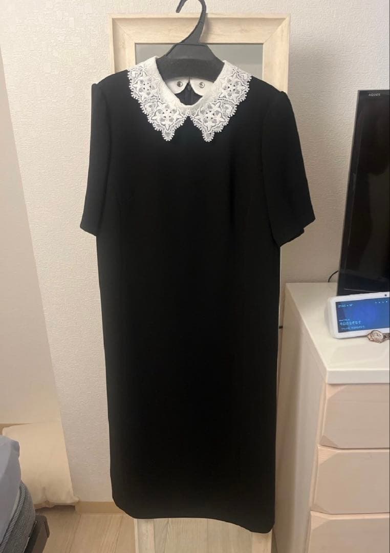 ANAYI 襟レース膝丈ワンピース