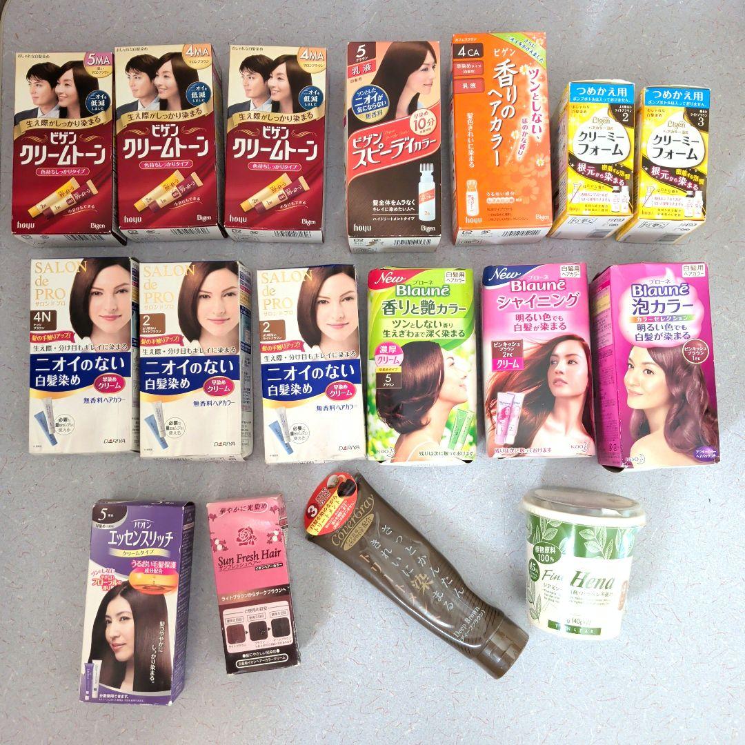 白髪染め 白髪用ヘアカラー 多種 17箱 まとめ売り
