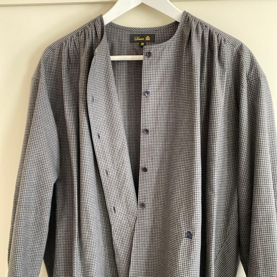ドゥロワー drawer チェック柄ブラウス　グレー系　一度着用美品