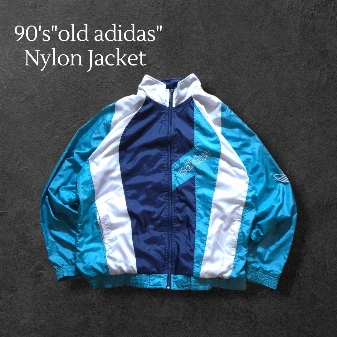 90s oldadidas アディダス ナイロンジャケット トレフォイル刺繍ロゴ