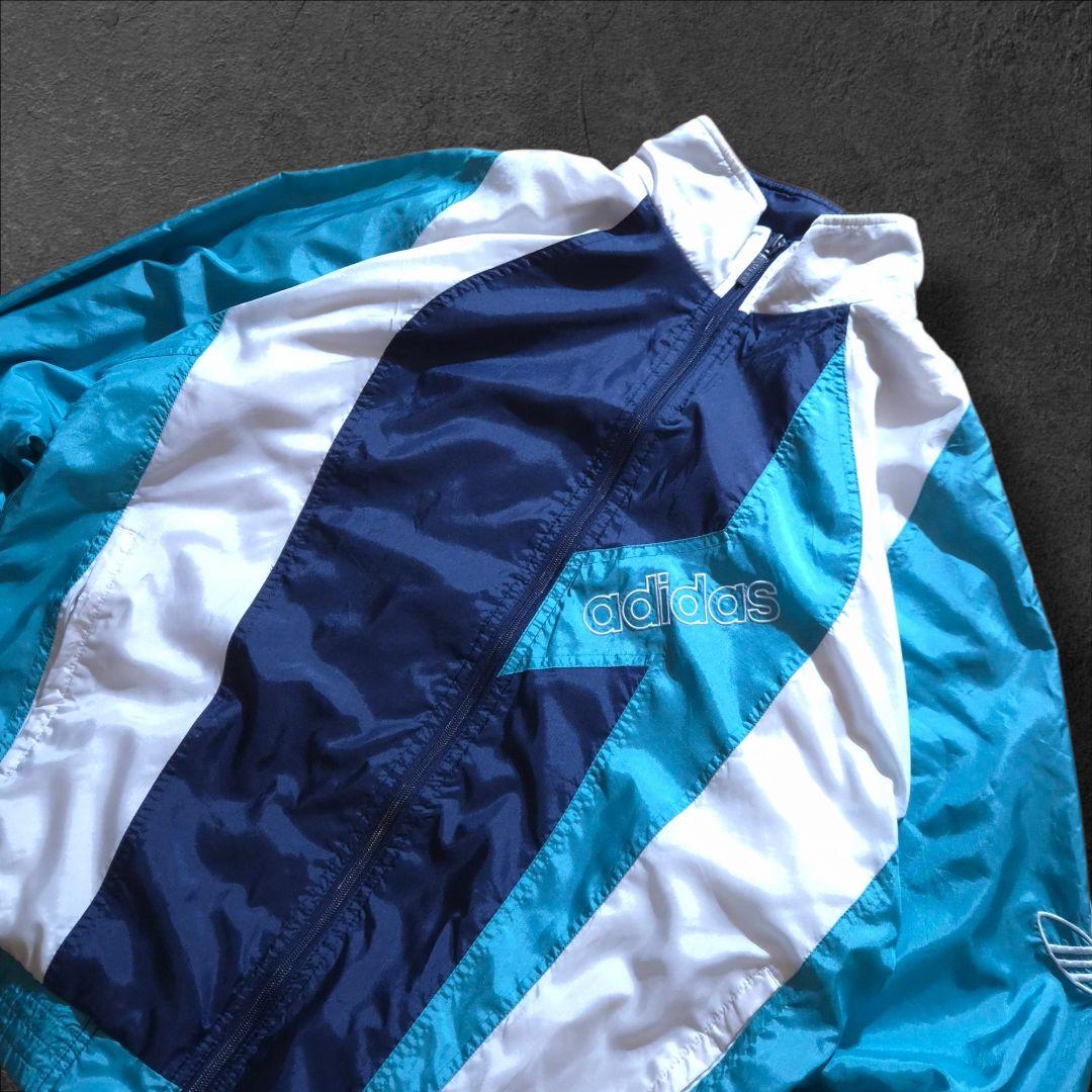 90s oldadidas アディダス ナイロンジャケット トレフォイル刺繍ロゴ