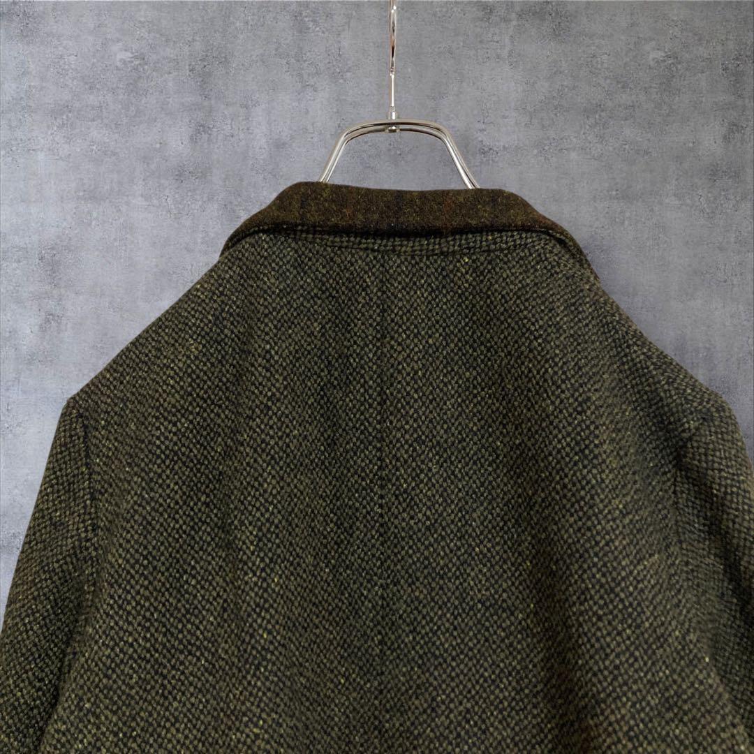 【美品】別注　ハリスツイード テーラードジャケットエルボーパッチ　カーキ M