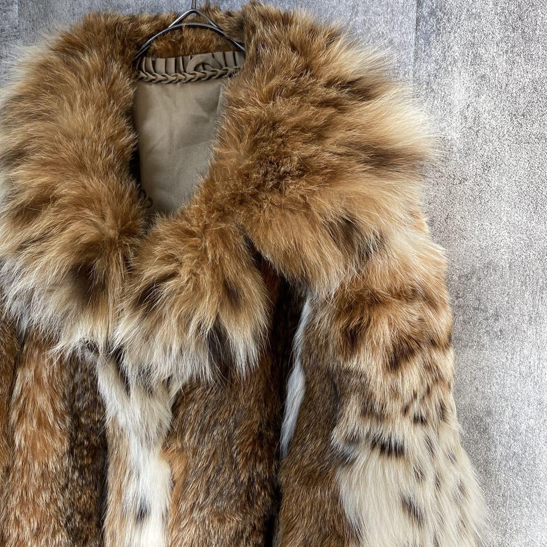 高級リアルファーコート 毛皮 ミックスファー 女優襟 ボリューム 11号