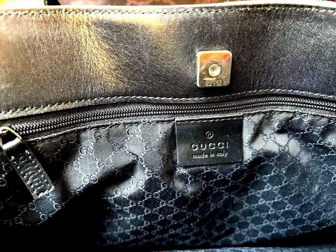 【美品】Gucci シェリーライン デニム✖️レザー トートバッグ 保存袋あり